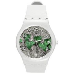 Vine On Damaged Wall Photo Round Plastic Sport Watch (m) by dflcprintsclothing