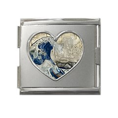 Wave Sea Ocean Splash Water Surf Foam Movement Mega Link Heart Italian Charm (18mm)