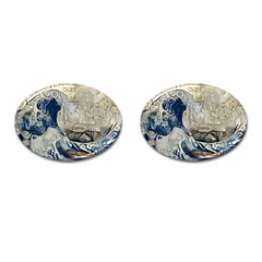 Wave Sea Ocean Splash Water Surf Foam Movement Cufflinks (oval) by Wegoenart