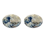 Wave Sea Ocean Splash Water Surf Foam Movement Cufflinks (Oval) Front(Pair)