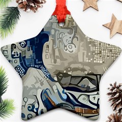 Wave Sea Ocean Splash Water Surf Foam Movement Star Ornament (two Sides) by Wegoenart