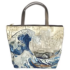 Wave Sea Ocean Splash Water Surf Foam Movement Bucket Bag by Wegoenart