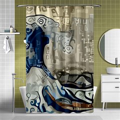 Wave Sea Ocean Splash Water Surf Foam Movement Shower Curtain 48  X 72  (small)  by Wegoenart