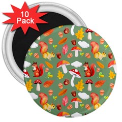 Autumn Seamless Background Leaves Wallpaper Texture 3  Magnets (10 Pack)  by Wegoenart