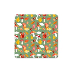 Autumn Seamless Background Leaves Wallpaper Texture Square Magnet by Wegoenart