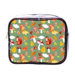 Autumn Seamless Background Leaves Wallpaper Texture Mini Toiletries Bag (one Side) by Wegoenart