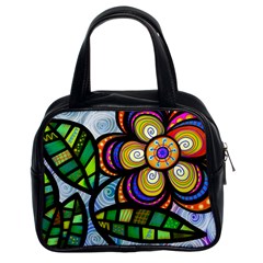 Flower Flora Plant Nature Botanical Leaves Leaf Classic Handbag (two Sides) by Wegoenart