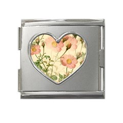 Flowers Petals Stem Bouquet Flora Floral Bloom Mega Link Heart Italian Charm (18mm) by Wegoenart