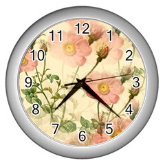 Flowers Petals Stem Bouquet Flora Floral Bloom Wall Clock (silver) by Wegoenart