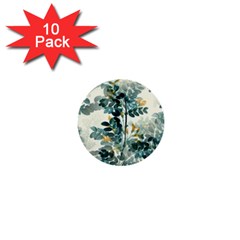 Vintage Retro Flowers Leaves Foliage Plants 1  Mini Buttons (10 Pack)  by Wegoenart