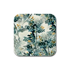 Vintage Retro Flowers Leaves Foliage Plants Rubber Square Coaster (4 Pack) by Wegoenart