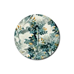 Vintage Retro Flowers Leaves Foliage Plants Rubber Coaster (round) by Wegoenart