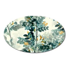 Vintage Retro Flowers Leaves Foliage Plants Oval Magnet by Wegoenart