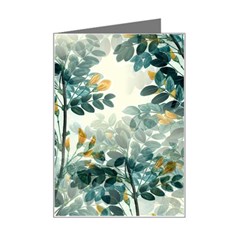 Vintage Retro Flowers Leaves Foliage Plants Mini Greeting Card