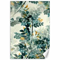 Vintage Retro Flowers Leaves Foliage Plants Canvas 12  X 18  by Wegoenart