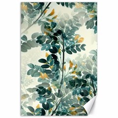 Vintage Retro Flowers Leaves Foliage Plants Canvas 24  X 36  by Wegoenart