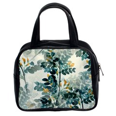 Vintage Retro Flowers Leaves Foliage Plants Classic Handbag (two Sides) by Wegoenart