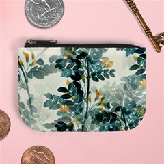 Vintage Retro Flowers Leaves Foliage Plants Mini Coin Purse by Wegoenart