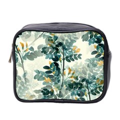 Vintage Retro Flowers Leaves Foliage Plants Mini Toiletries Bag (two Sides) by Wegoenart