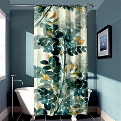 Vintage Retro Flowers Leaves Foliage Plants Shower Curtain 36  X 72  (stall)  by Wegoenart