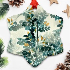 Vintage Retro Flowers Leaves Foliage Plants Ornament (snowflake) by Wegoenart