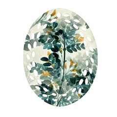 Vintage Retro Flowers Leaves Foliage Plants Ornament (oval Filigree)