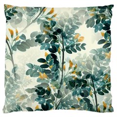 Vintage Retro Flowers Leaves Foliage Plants Large Cushion Case (one Side) by Wegoenart