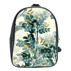 Vintage Retro Flowers Leaves Foliage Plants School Bag (xl) by Wegoenart