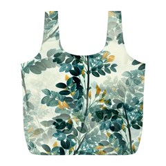 Vintage Retro Flowers Leaves Foliage Plants Full Print Recycle Bag (l) by Wegoenart