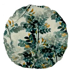 Vintage Retro Flowers Leaves Foliage Plants Large 18  Premium Flano Round Cushions by Wegoenart