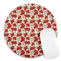 Flowers Poppies Red Round Mousepad by Wegoenart