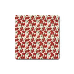 Flowers Poppies Red Square Magnet by Wegoenart