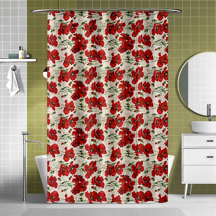 Flowers Poppies Red Shower Curtain 48  x 72  (Small) 