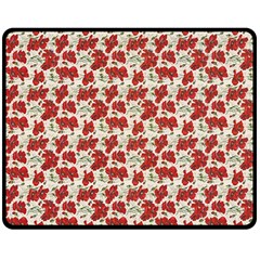 Flowers Poppies Red Double Sided Fleece Blanket (medium)  by Wegoenart