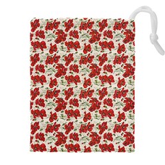 Flowers Poppies Red Drawstring Pouch (4xl) by Wegoenart