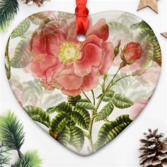 Flowers Vintage Background Retro Floral Stem Ornament (heart)