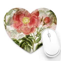 Flowers Vintage Background Retro Floral Stem Heart Mousepad by Wegoenart