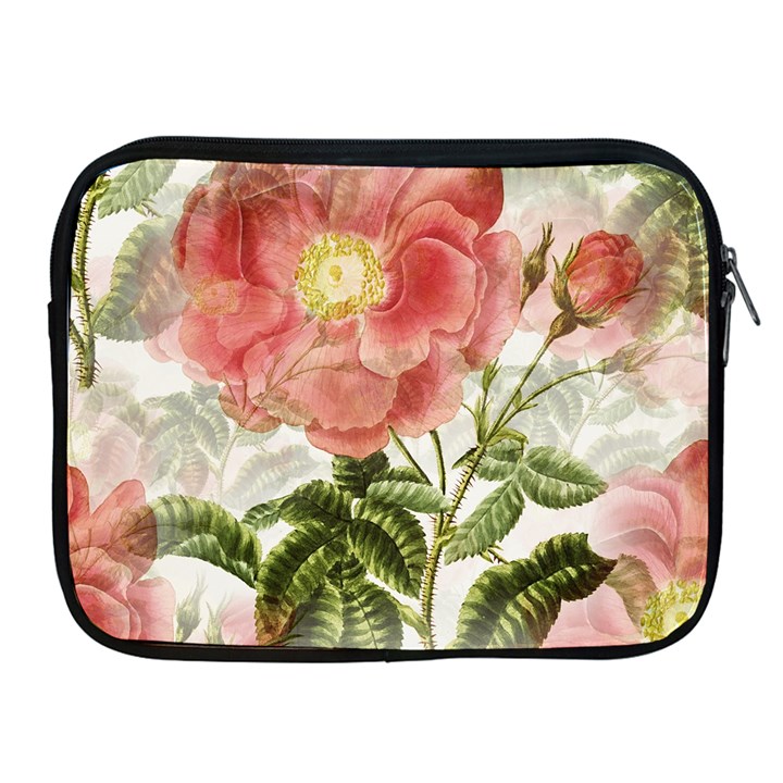 Flowers Vintage Background Retro Floral Stem Apple iPad 2/3/4 Zipper Cases