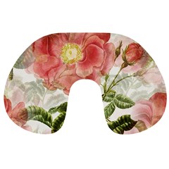 Flowers Vintage Background Retro Floral Stem Travel Neck Pillow by Wegoenart