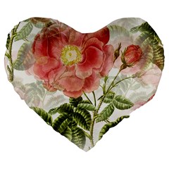 Flowers Vintage Background Retro Floral Stem Large 19  Premium Flano Heart Shape Cushions by Wegoenart