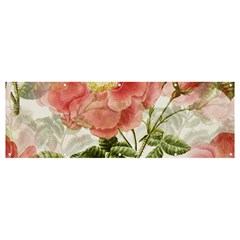 Flowers Vintage Background Retro Floral Stem Banner And Sign 12  X 4 