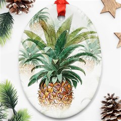 Pineapple Pattern Background Seamless Vintage Ornament (oval)