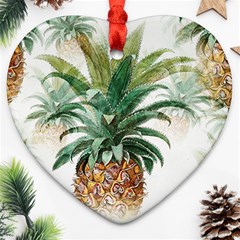 Pineapple Pattern Background Seamless Vintage Ornament (heart)