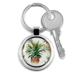 Pineapple Pattern Background Seamless Vintage Key Chain (round) by Wegoenart