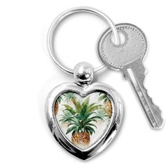 Pineapple Pattern Background Seamless Vintage Key Chain (heart) by Wegoenart