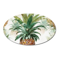 Pineapple Pattern Background Seamless Vintage Oval Magnet by Wegoenart