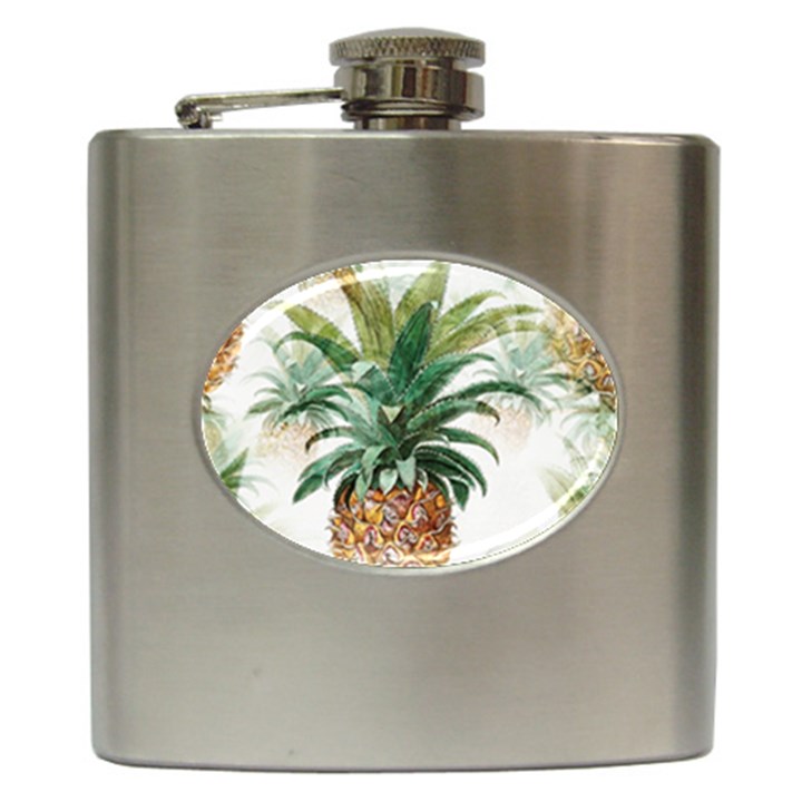 Pineapple Pattern Background Seamless Vintage Hip Flask (6 oz)