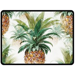 Pineapple Pattern Background Seamless Vintage Fleece Blanket (large)  by Wegoenart