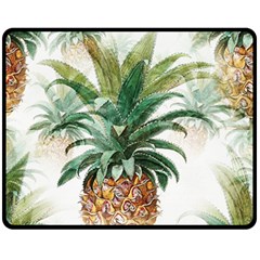 Pineapple Pattern Background Seamless Vintage Fleece Blanket (medium)  by Wegoenart