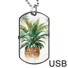 Pineapple Pattern Background Seamless Vintage Dog Tag Usb Flash (one Side) by Wegoenart